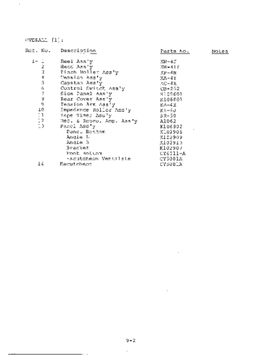 Otari MX5050 BII 2 MX5050 BII 2 Chapter 9 Parts and exploded view list